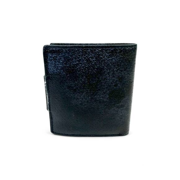 BVLGARI Vintage Blue & Black Leather Trifold Wallet - Picture 4 of 10
